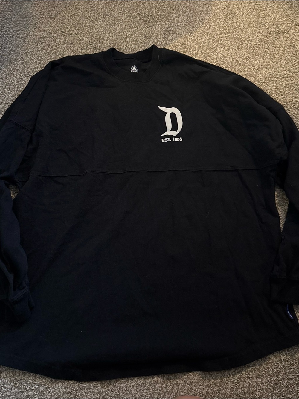 Black Disneyland Spirit Jersey-Long Sleeve Crewneck Shirt with White 'D' Logo